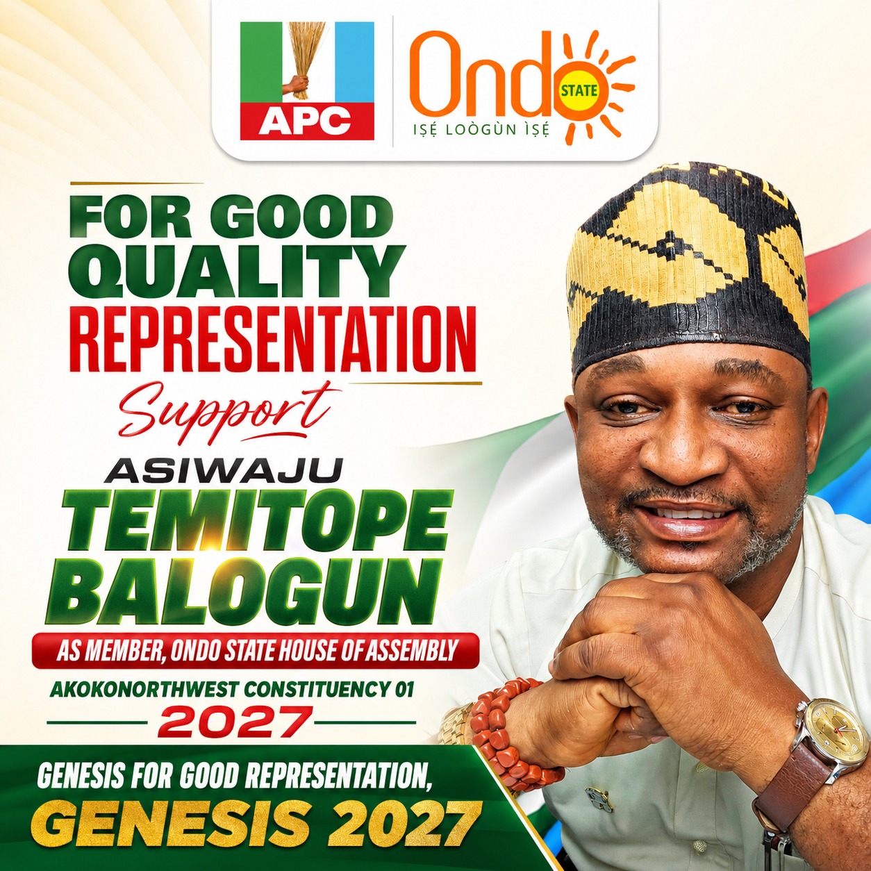 ASIWAJU TEMITOPE BALOGUN ( GENESIS) FOR MHA: WHY AKOKO NORTH WEST CONSTITUENCY 01 MUST CHOOSE WISELY.